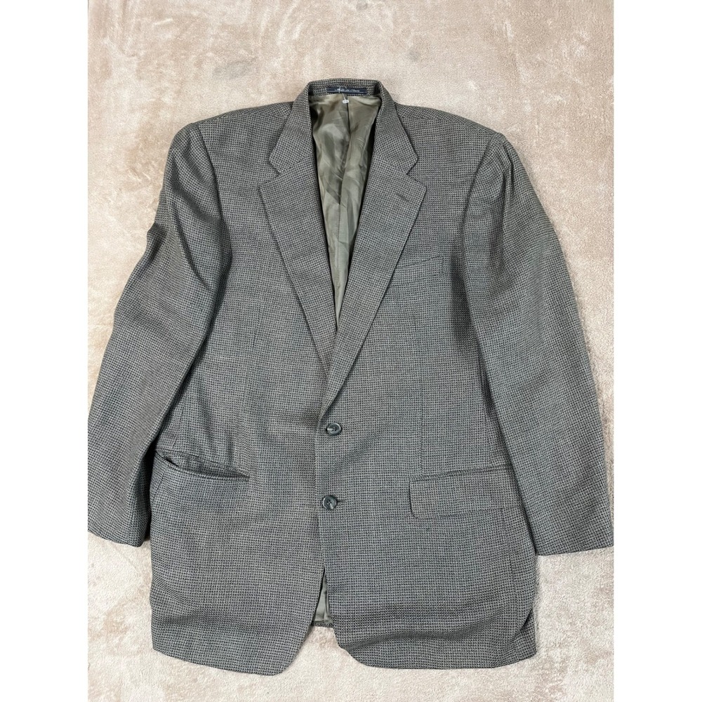 Ermenegildo Zegna Silk Wool Blazer Men Size 56 Gray Textured Pattern Preppy EUC